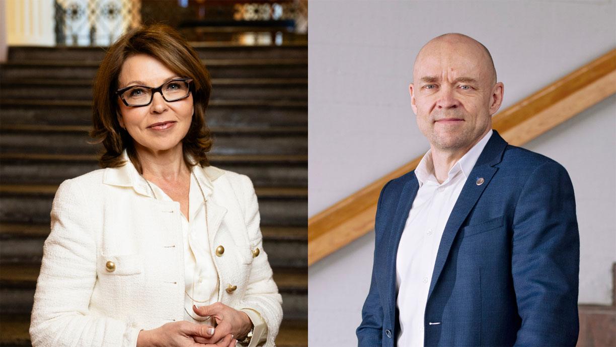 Rinnakkain kaksi kuvaa, joista toisessa on Anne Portaankova ja toisessa Jyri Hämäläinen.